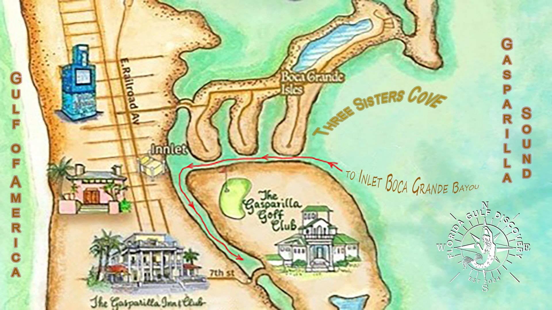 Boca Grande Bayou Map History, Florida Gulf Discovery LLC