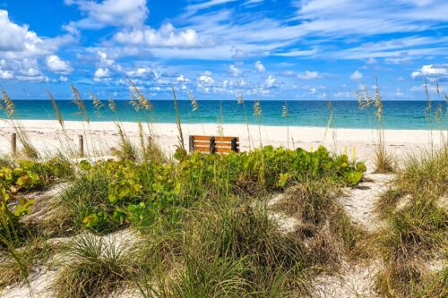 Gulf side of Manasota Key at the future centerline of Milton Pass, photographed June 27, 2024, before Hurricane Milton opened the pass.