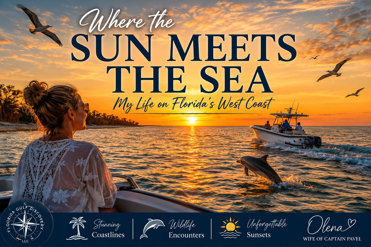 Sunset where the sun meets the sea along Florida's west coast on the Gulf.