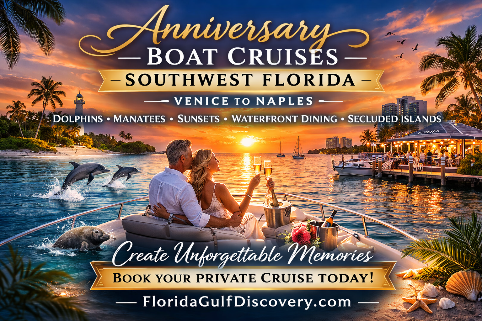 Anniversary Boat Cruises Southwest Florida, with Florida Gulf Discovery LLC
