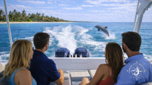 Cayo Costa, playful Dolphin, Florida Gulf Discovery LLC