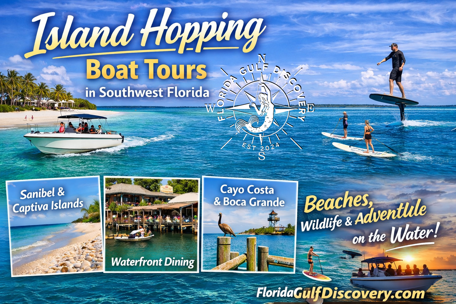 Island Hopping Boat Tours in Southwest Florida, Ski Ally, with Florida Gulf Discovery LLC