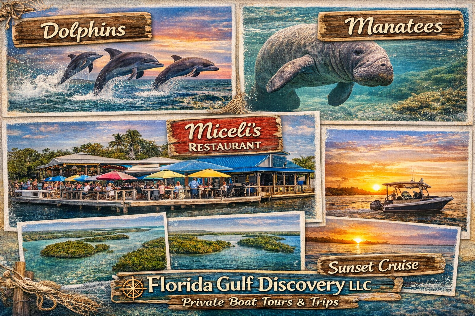 Private Boat Cruise in Matlacha Pass, Miceli's Restaurant with Florida Gulf Discovery LLC