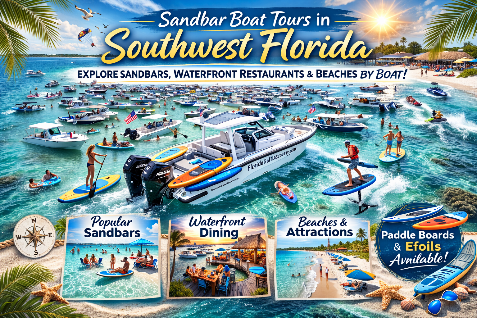 Sandbar Boat Tours in Southwest Florida, Noon with Florida Gulf Discovery LLC