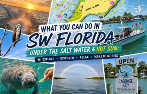 Southwest Florida adventures featuring private boat tours, manatees, ospreys, Cabbage Key, island destinations and coastal waters with Florida Gulf Discovery.