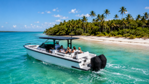 Private boat tour near Boca Grande Florida cruising through Gasparilla Sound with historic Boca Grande Lighthouse and turquoise Gulf Coast waters