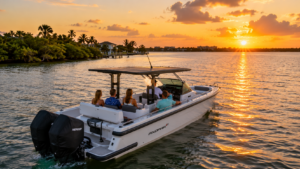 Private sunset cruise near Boca Grande Florida aboard an Axopar 29 in Southwest Florida coastal waters