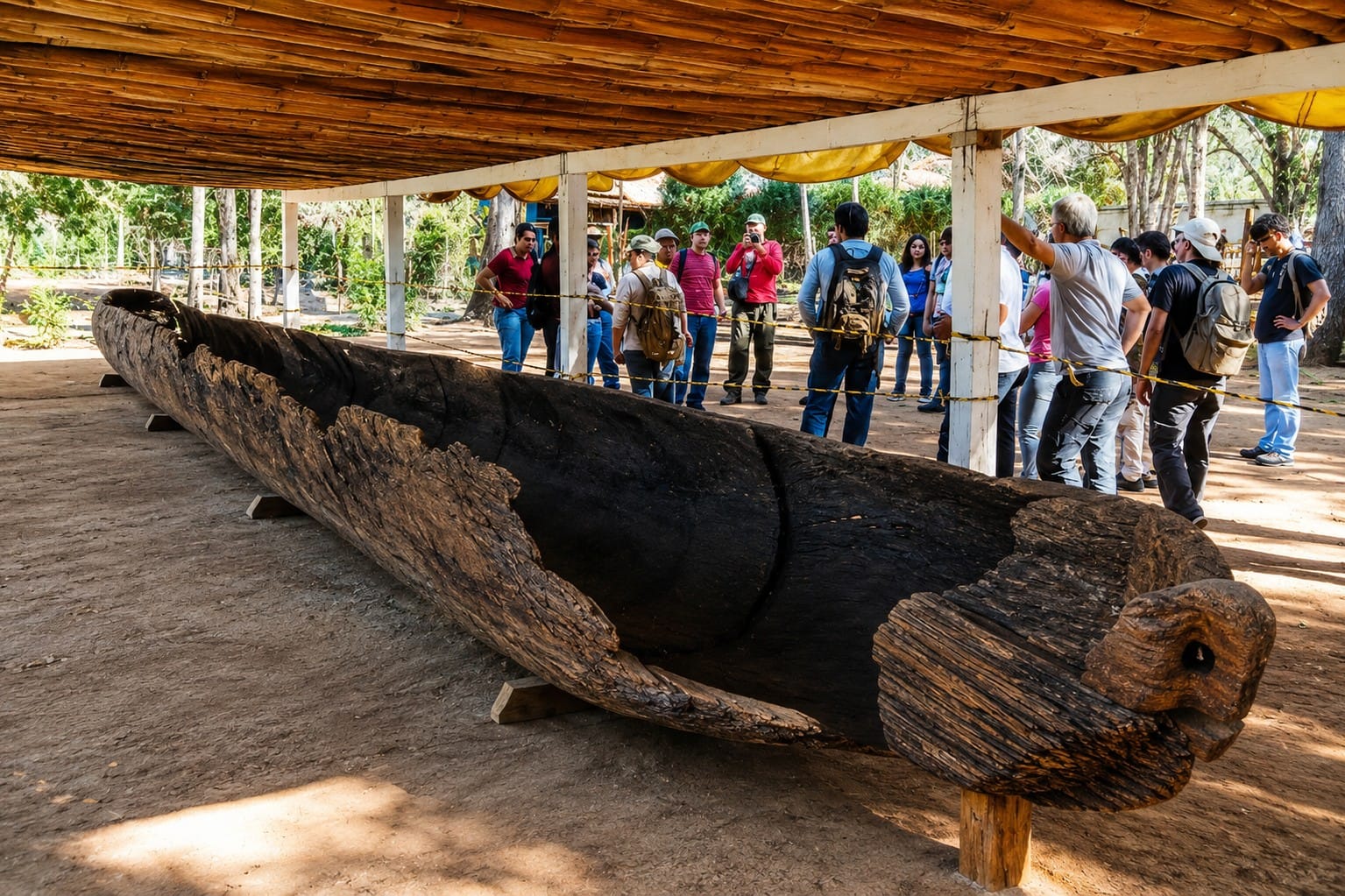 Ancient Calusa dugout canoe displayed at the Florida Museum of Natural History