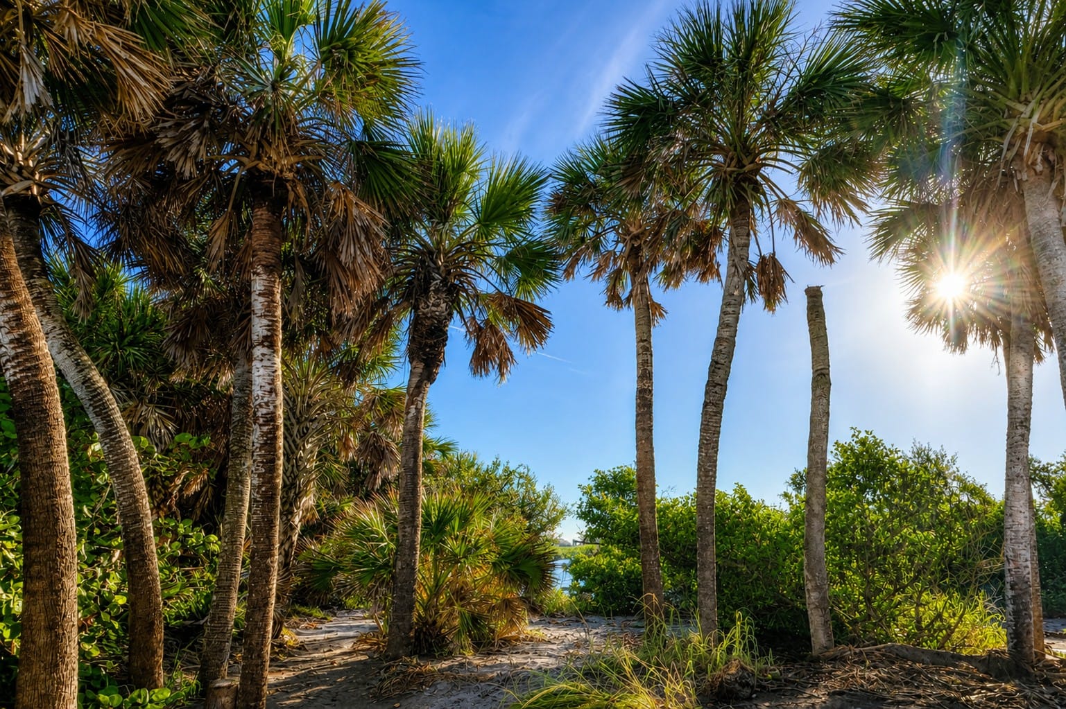 Hidden palm grove on a Southwest Florida barrier island
