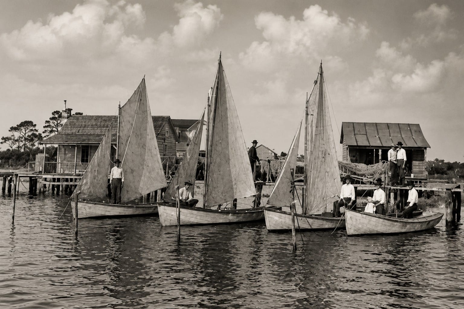 Historical illustration of a Cuban fishing rancho in Southwest Florida