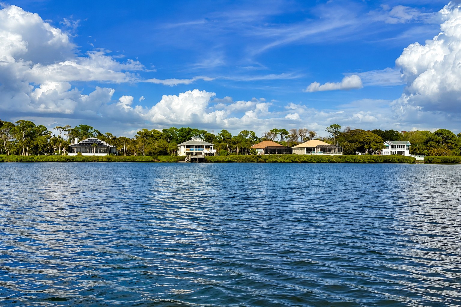 Waterfront homes overlooking Lemon Bay on Manasota Key, Florida