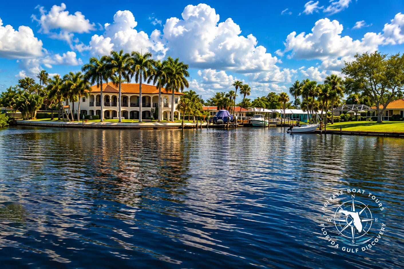 Luxury waterfront estate on Lyons Bay with private dock near Venice Inlet, Florida