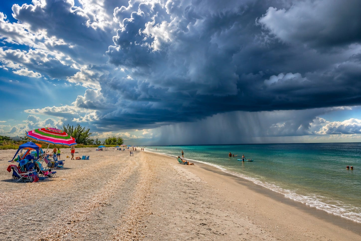 Storm clouds over Nokomis Beach on Casey Key near Venice Inlet, Florida