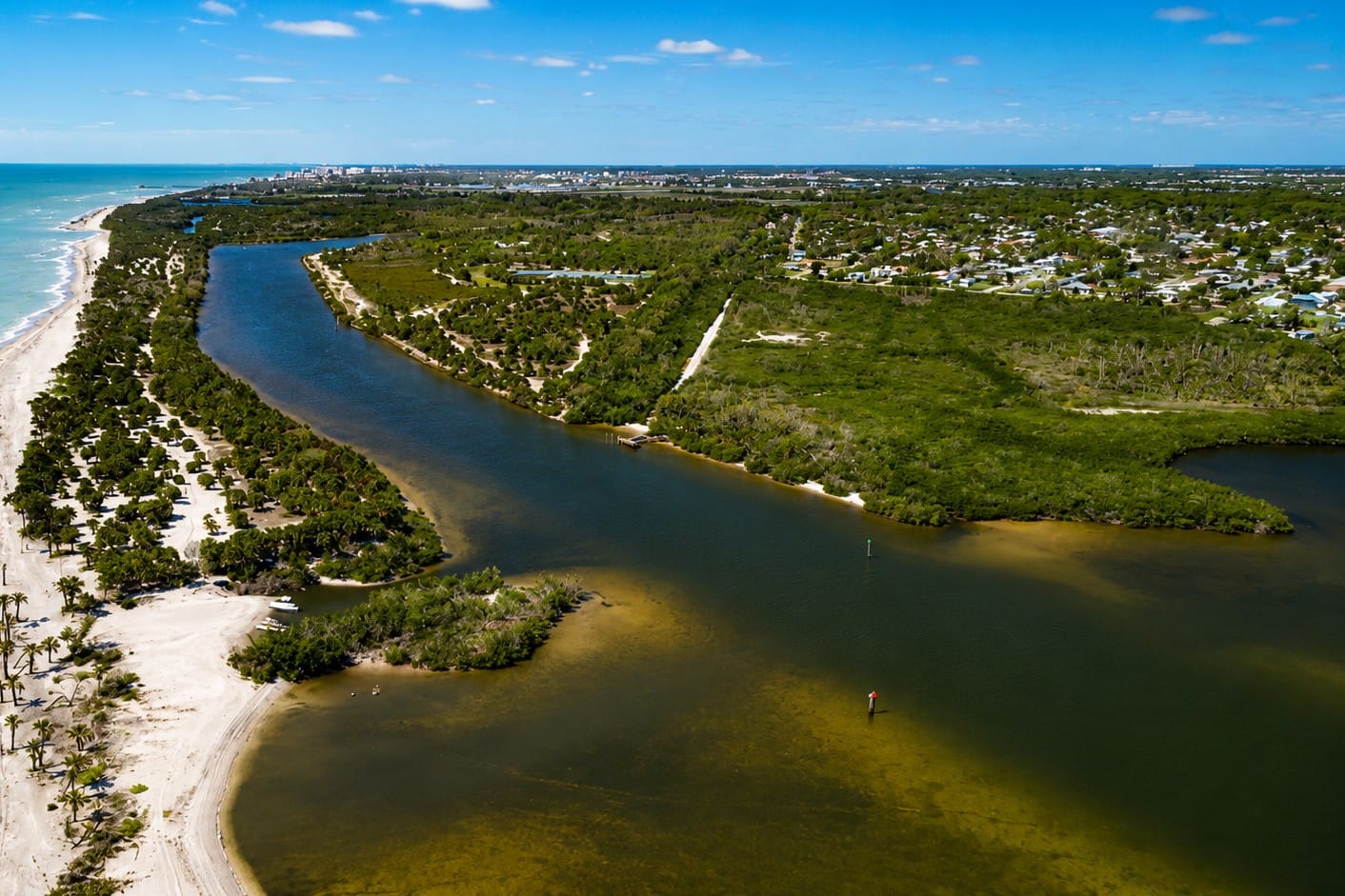 Aerial view of North Lemon Bay and Caspersen Beach near Venice, Florida