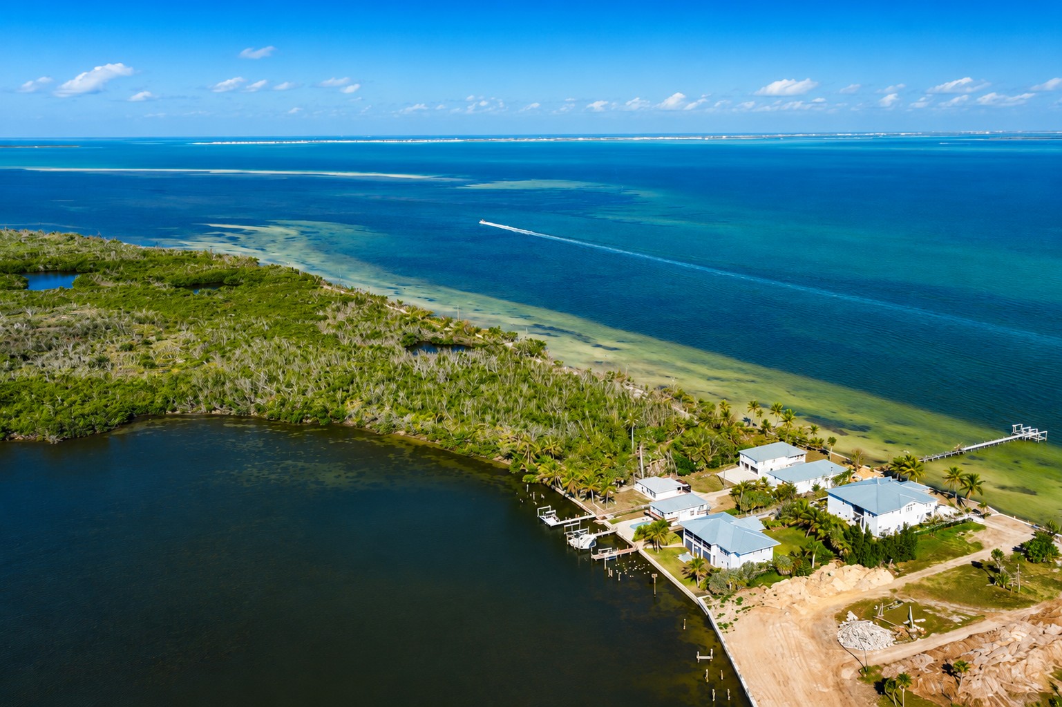 Aerial view of Pine Island Sound, Bokeelia, and Back Bay in Southwest Florida