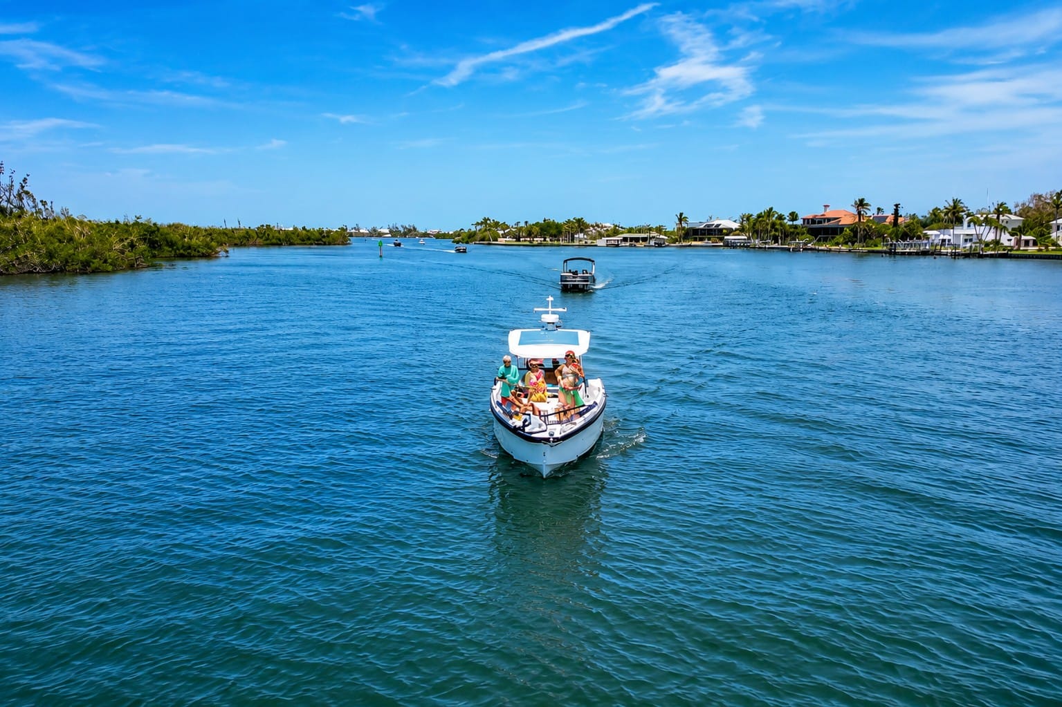 Private boat cruising along Cape Haze and Lemon Bay, Southwest Florida