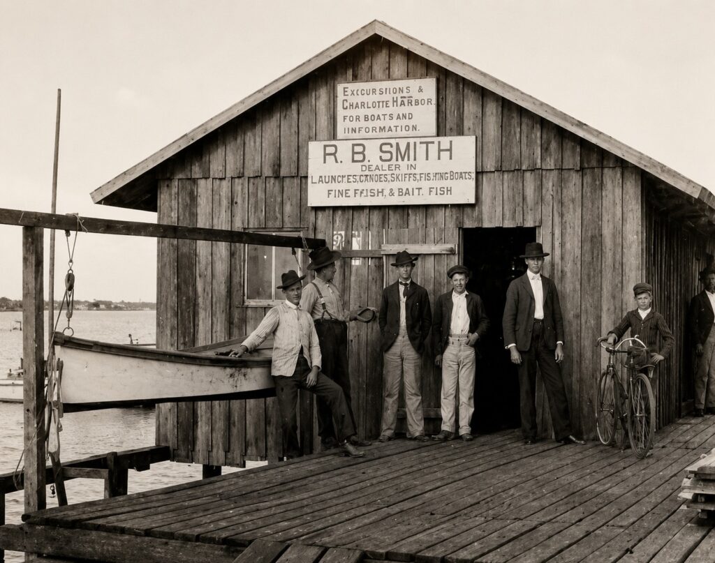 Historic R. B. Smith boat rental, guide service, and commercial fishing business on the Punta Gorda waterfront, Florida.