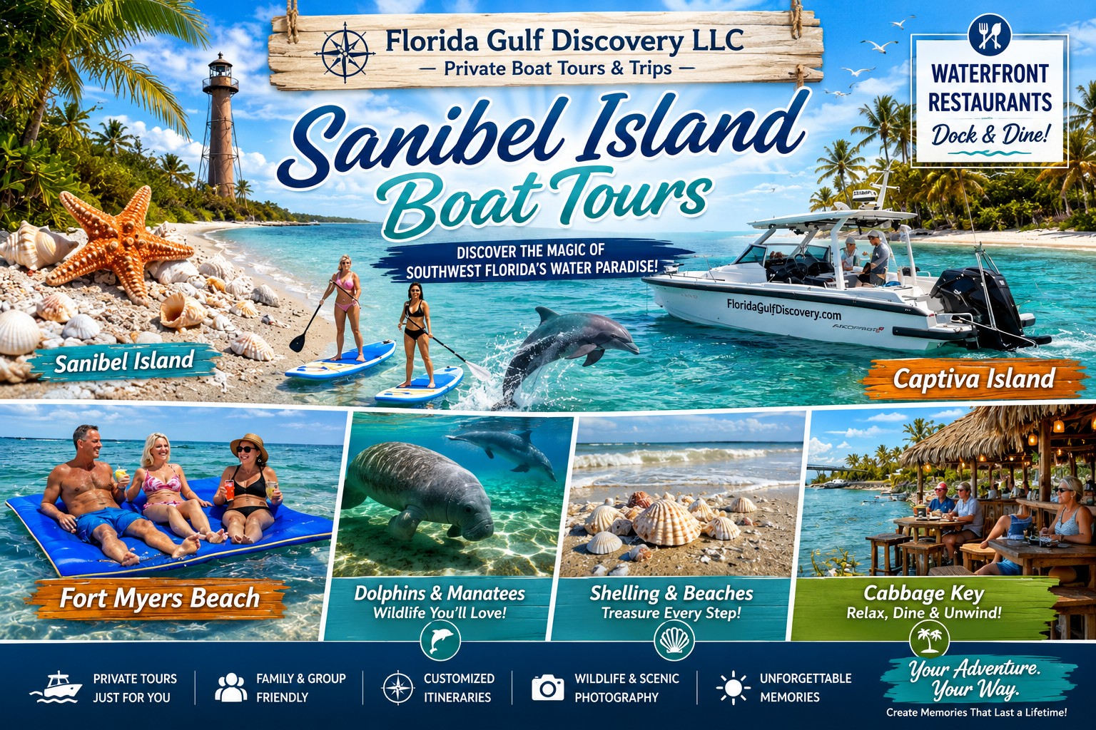 Private boat tours to Sanibel Island and surrounding Southwest Florida coastal waters