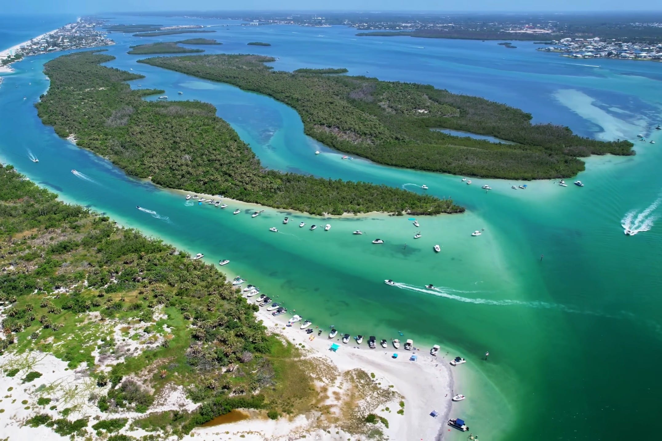 Aerial view of Ski Alley, Stump Pass, and Manasota Key