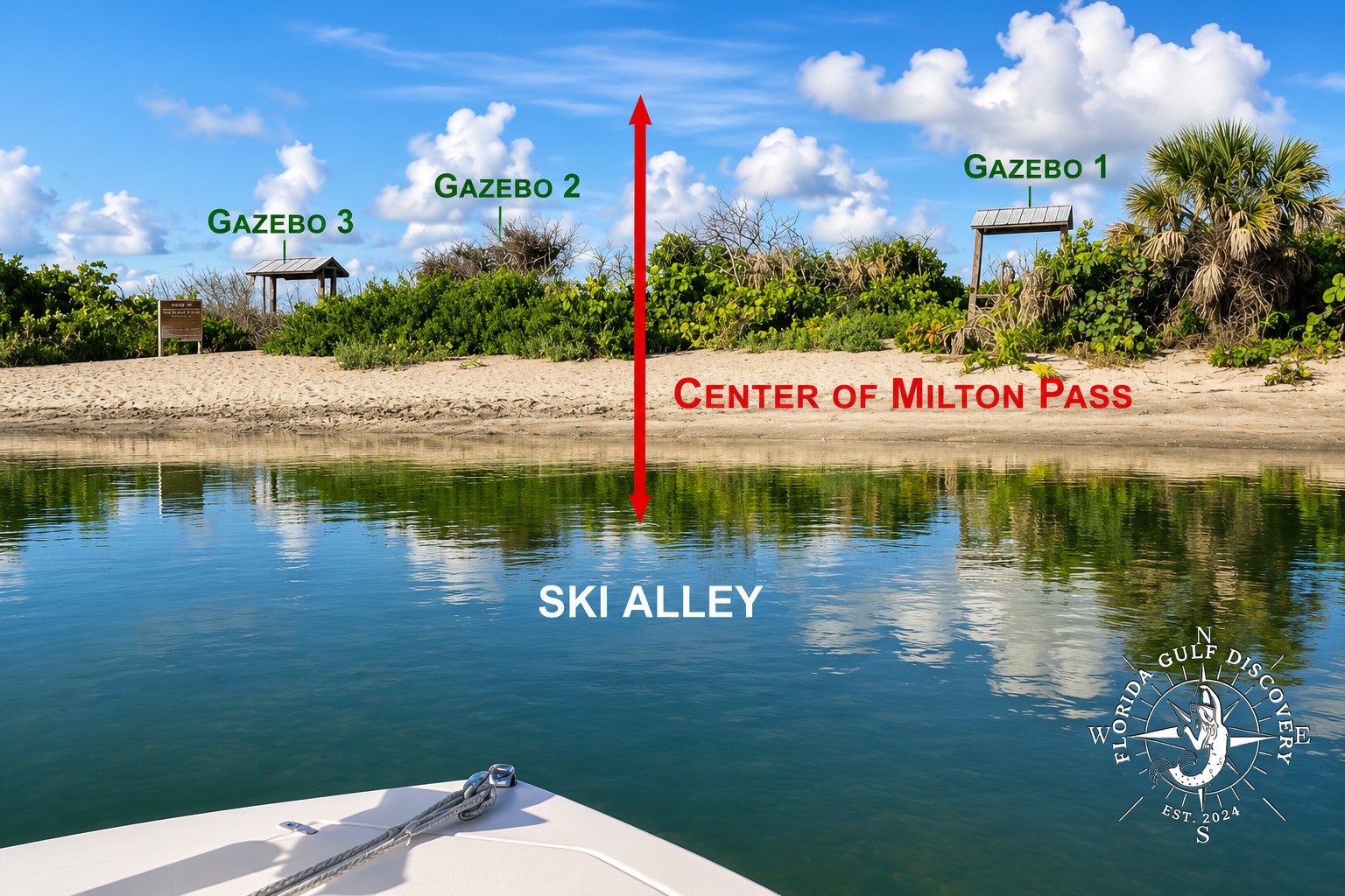 Aerial view of Ski Alley and the future location of Milton Pass before Hurricane Milton, June 2024, near Stump Pass and Lemon Bay in Southwest Florida.
