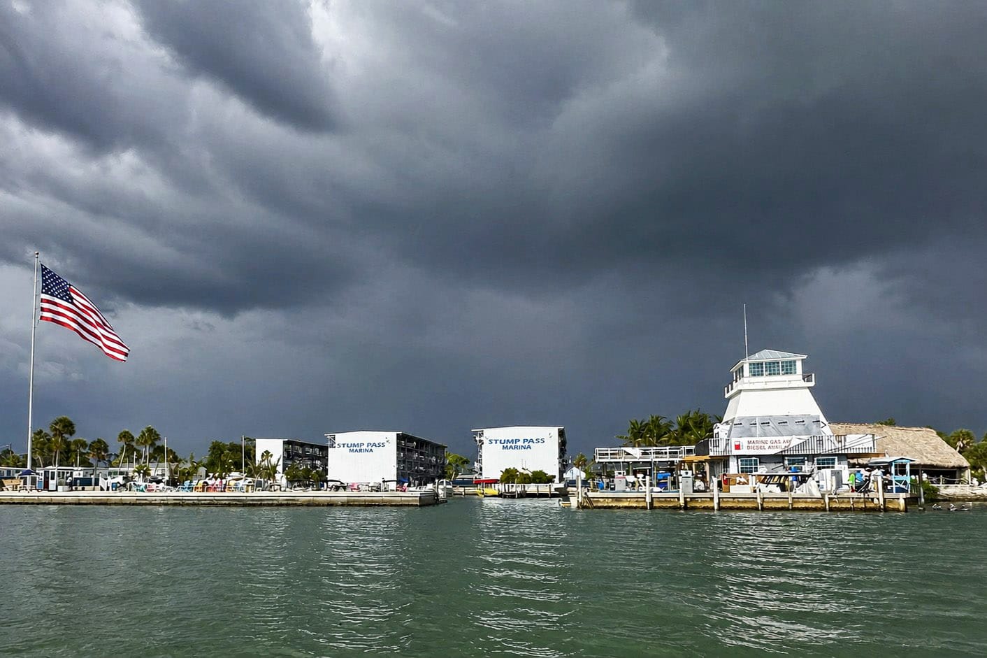 Stump Pass Marina before Hurricane Milton at Manasota Key, Florida