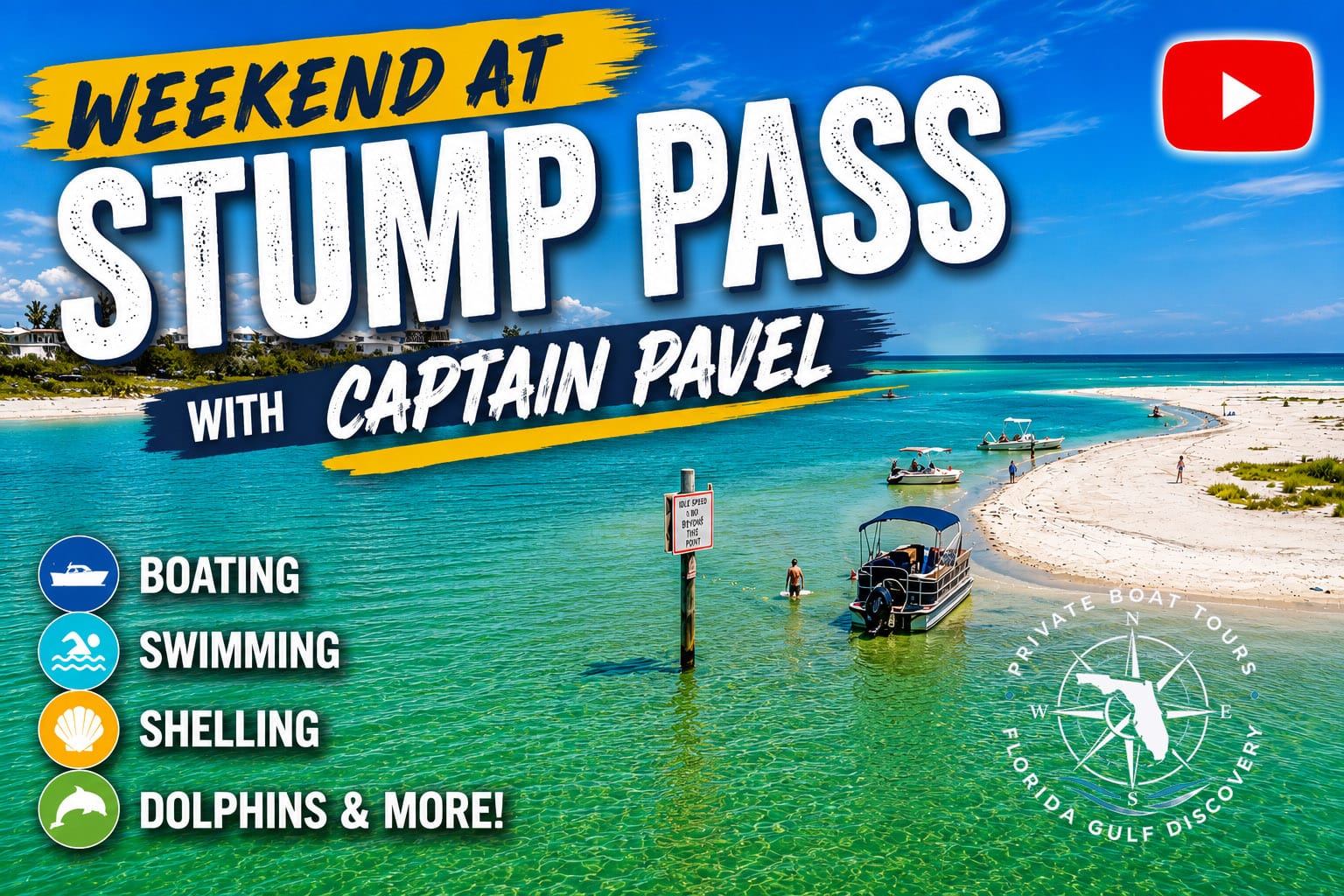 Captain Pavel enjoying a weekend boating adventure at Stump Pass Beach State Park in Southwest Florida.