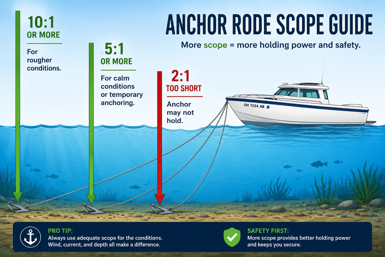 Anchor rode and scope guide explaining safe anchoring technique and boating safety with Captain Pavel
