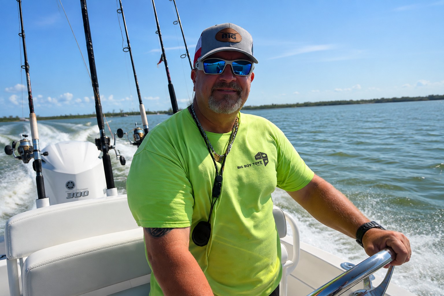 Brian Turner of Big Boy Toyz aboard a boat during Boca H2O near Boca Grande Sandbar in Southwest Florida