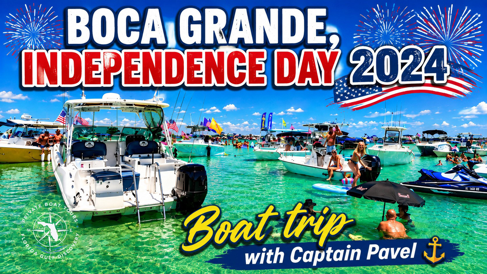 Boca Grande Independence Day 2024 family boat trip with Captain Pavel in the warm coastal waters of Southwest Florida.