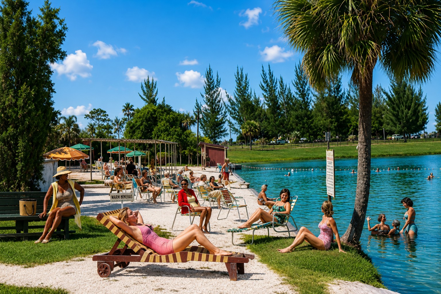 Historic 1955 postcard of Warm Mineral Springs in North Port, Florida