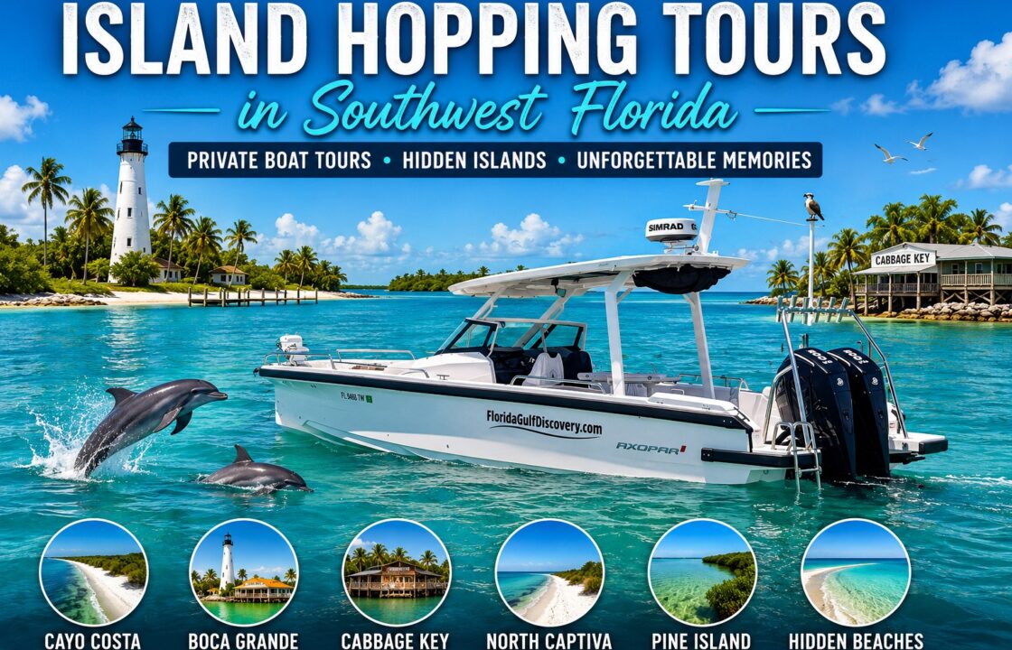 Private island hopping boat tours in Southwest Florida exploring Cayo Costa, Boca Grande, Cabbage Key, North Captiva, Pine Island and hidden beaches.