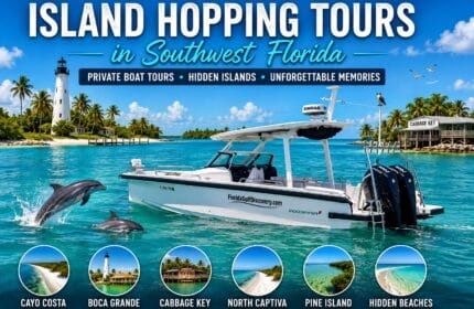 Private island hopping boat tours in Southwest Florida exploring Cayo Costa, Boca Grande, Cabbage Key, North Captiva, Pine Island and hidden beaches.