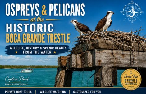 Ospreys at the historic Boca Grande Trestle in Southwest Florida with Captain Pavel