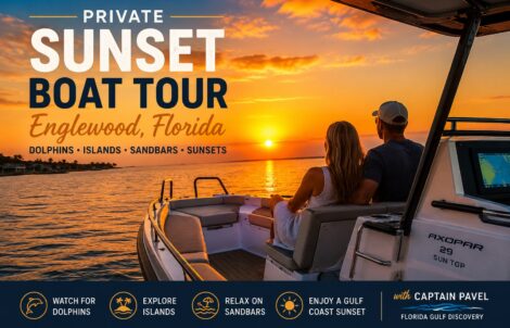 Private sunset boat tour Englewood Florida with Captain Pavel