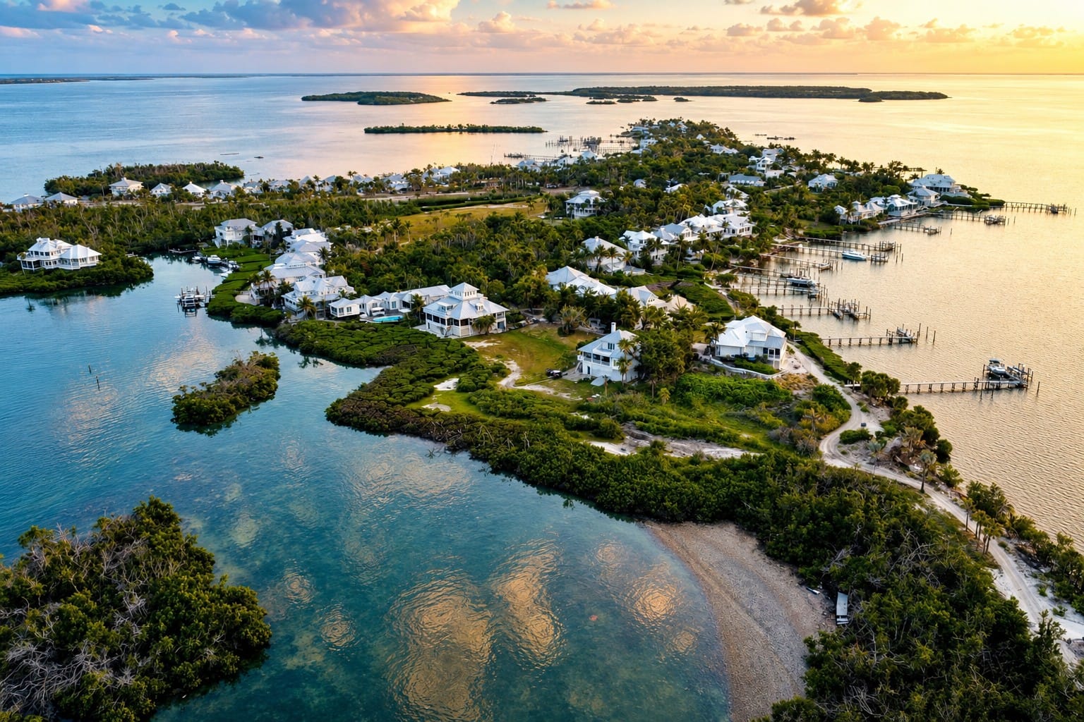 Aerial view of Useppa Island in Pine Island Sound, Southwest Florida